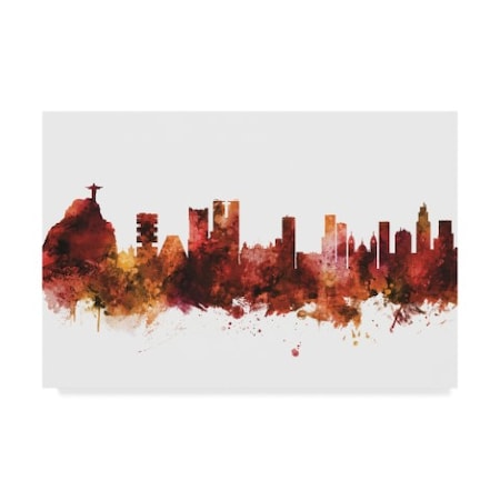 Michael Tompsett 'Rio De Janeiro Skyline Brazil Red' Canvas Art,30x47